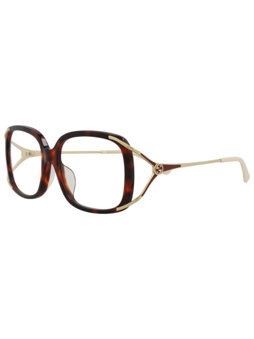 New Gucci Womens Square/Rectangle Havana Gold Transparent Fashion Designer Eyegl